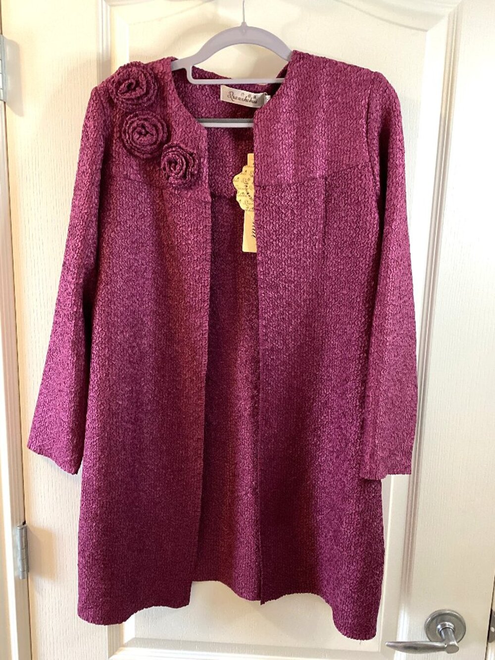 Women's Purple Open Lightweight Cardigan Textured Jacket Size M Eveningwear
